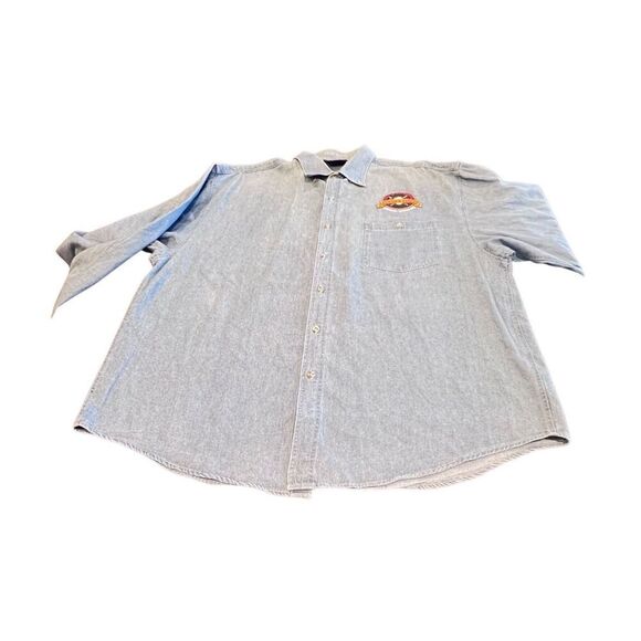 Vintage 90s jean shirt with a patch commemorating the inauguration of Turner Fie - Picture 6 of 7